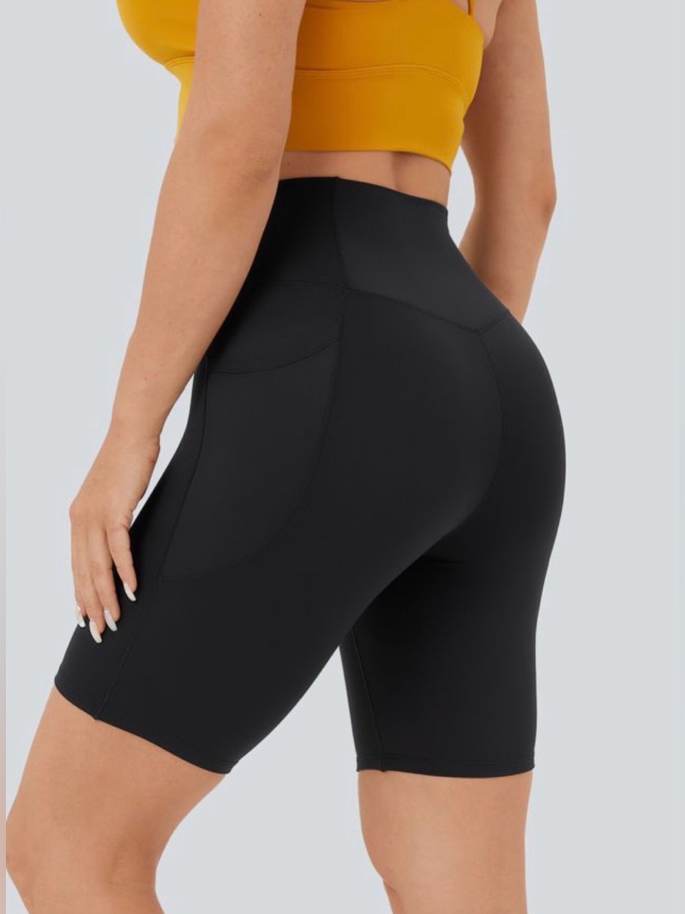 Halara SoftlyZero High Waisted Crossover Pocket Yoga Biker Shorts 7" Large - Picture 2 of 5